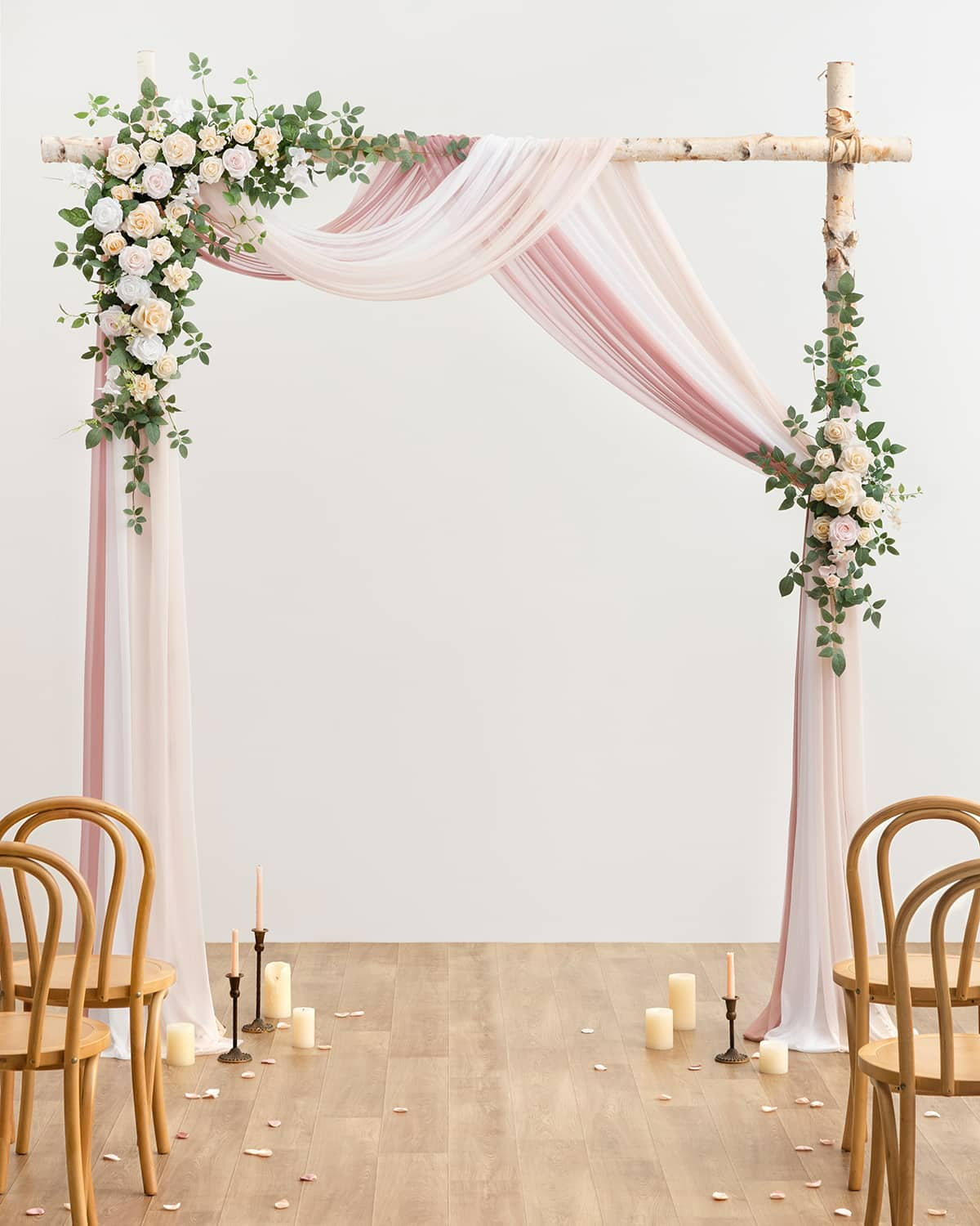 Flower Arch Decor with Drapes in Powder Pink & Cream