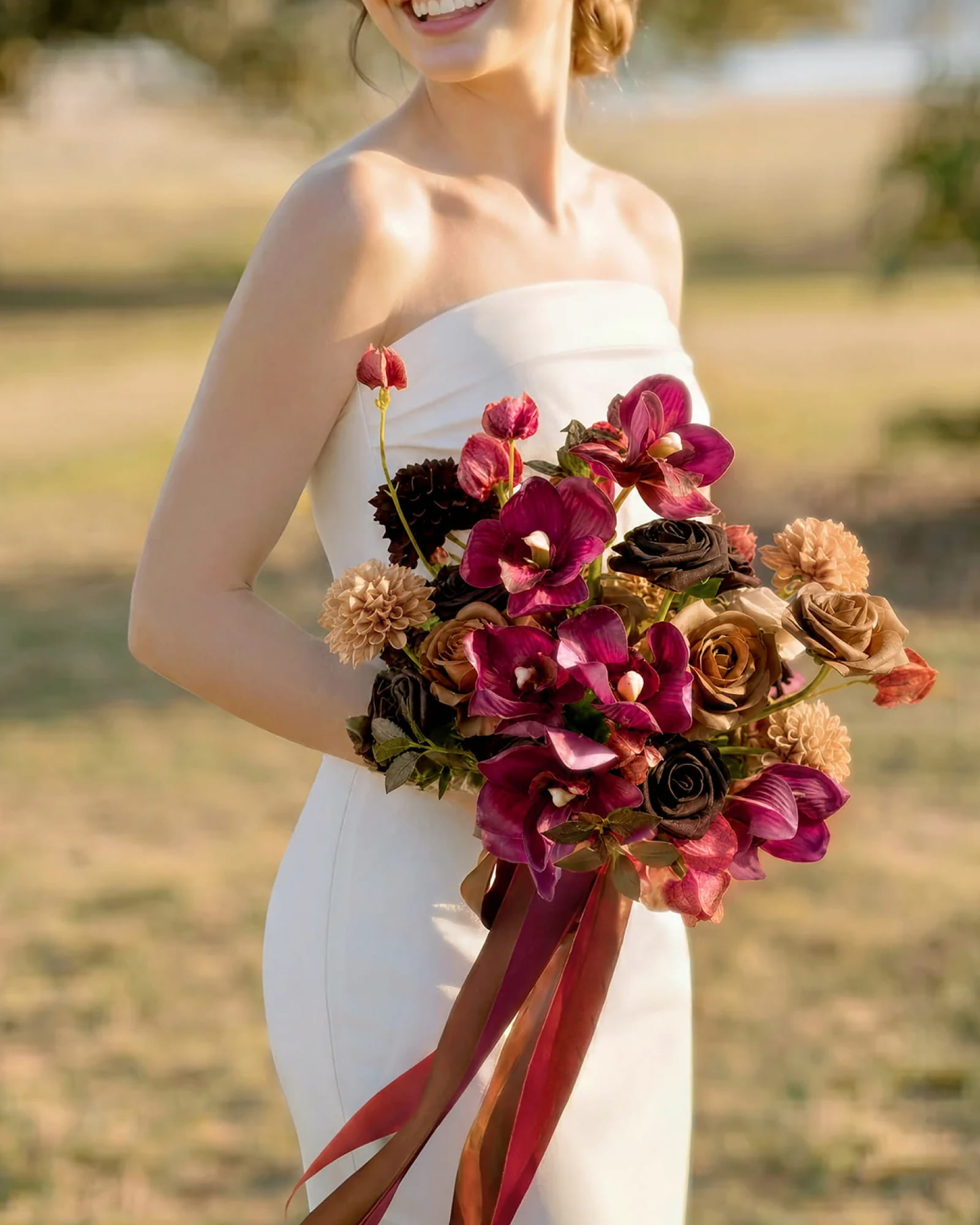 Bridal Bouquet in Earth Brown & Black Baccara