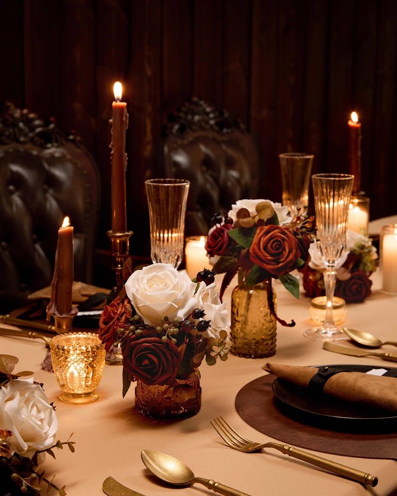 Mini Ready-to-Use Flower Centerpiece Set in Sunset Terracotta