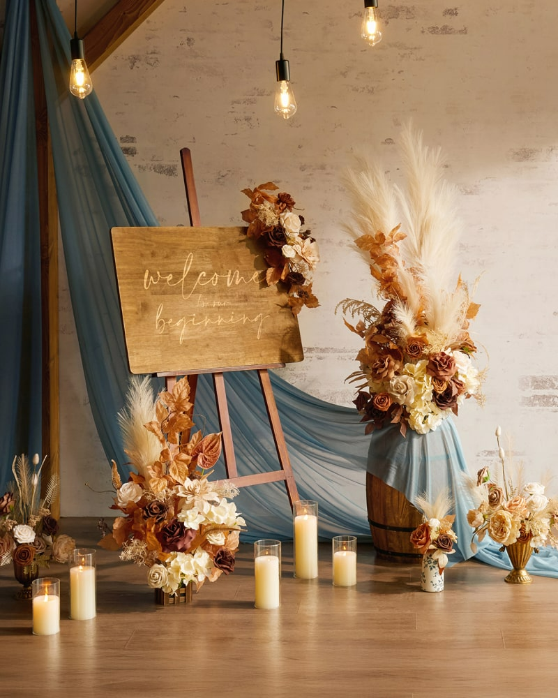 Deluxe Combo Set Flower Sign Decor in Rust & Sepia | Clearance