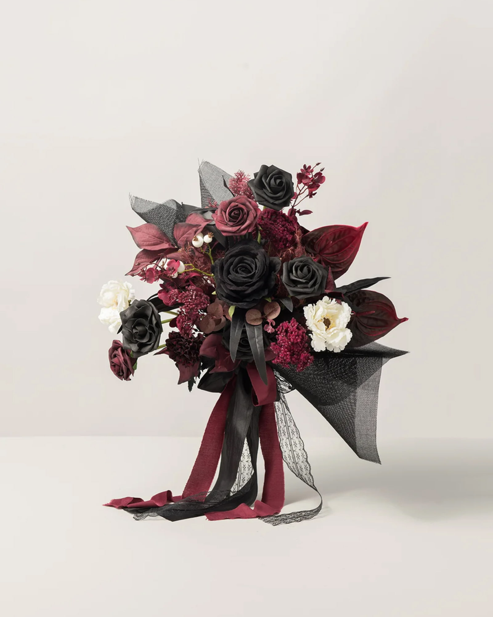 Bridal Bouquet in Moody Burgundy & Black