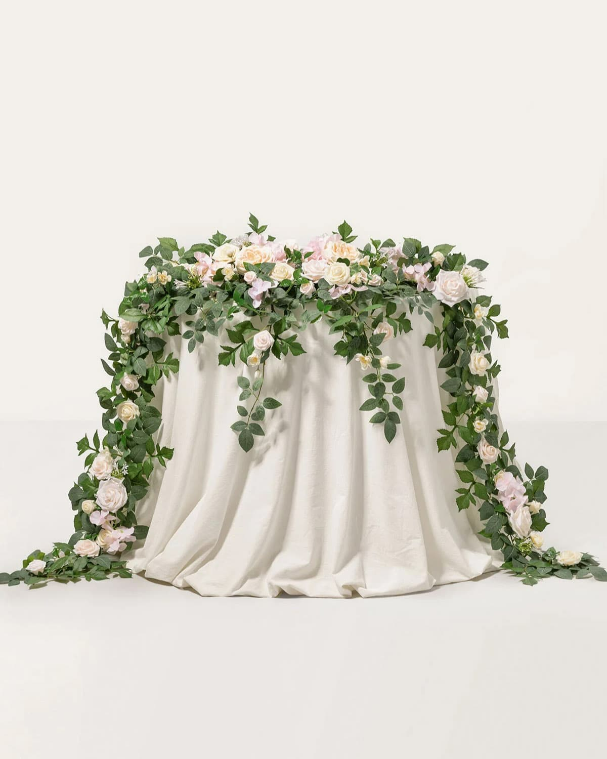 9ft Head Table Flower Garland in Powder Pink & Cream