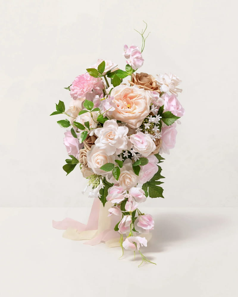 Powder Pink & Sand Beige Bridal Bouquet
