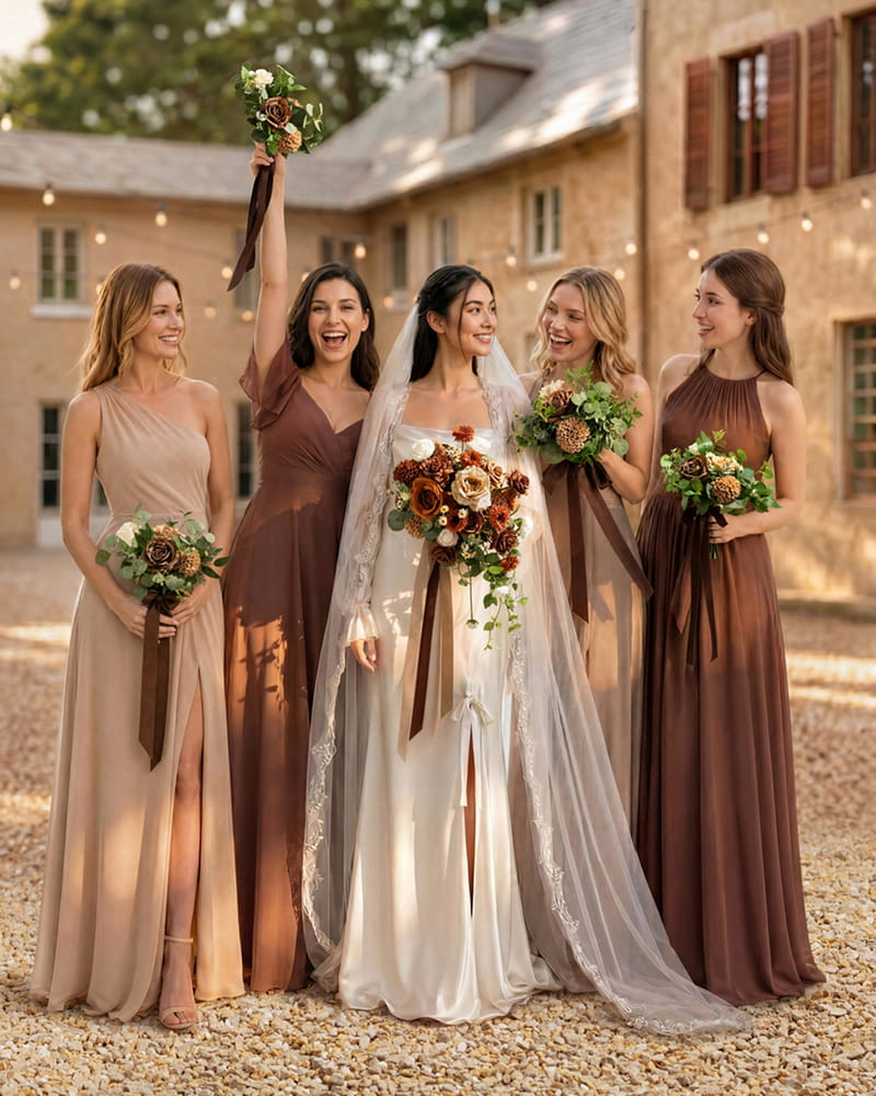 Earth Brown & Burnt Orange Bridal Bouquet