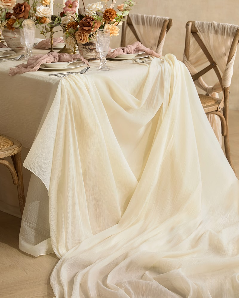 Cheesecloth Table Runner in Ivory