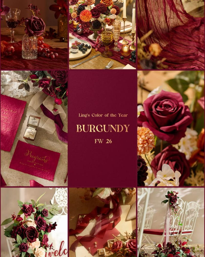 Black Baccara & Burgundy Aisle Decoration