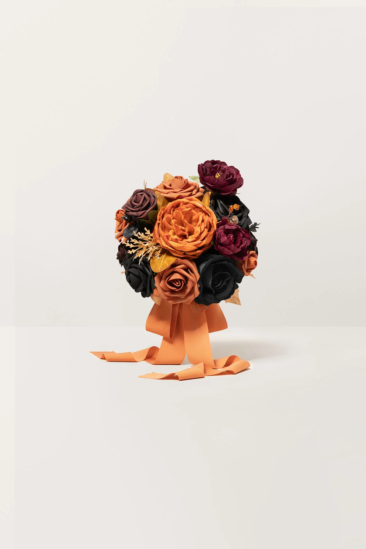 Bridesmaid Bouquets in Black & Pumpkin Orange