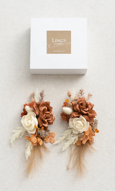 Shoulder Corsages in Rust & Sepia