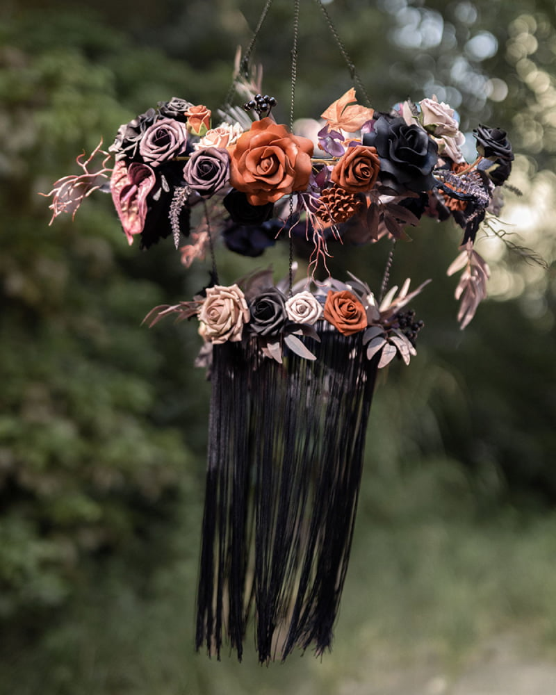 Floral Chandelier Decor Set in Twilight Purple & Harvest Orange | Clearance