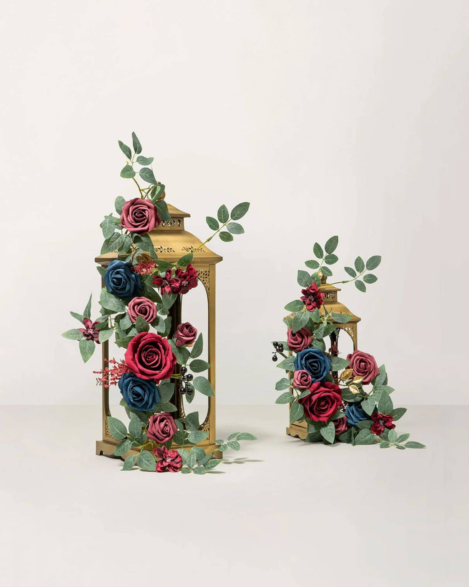 Table Flower Garlands in Burgundy & Navy