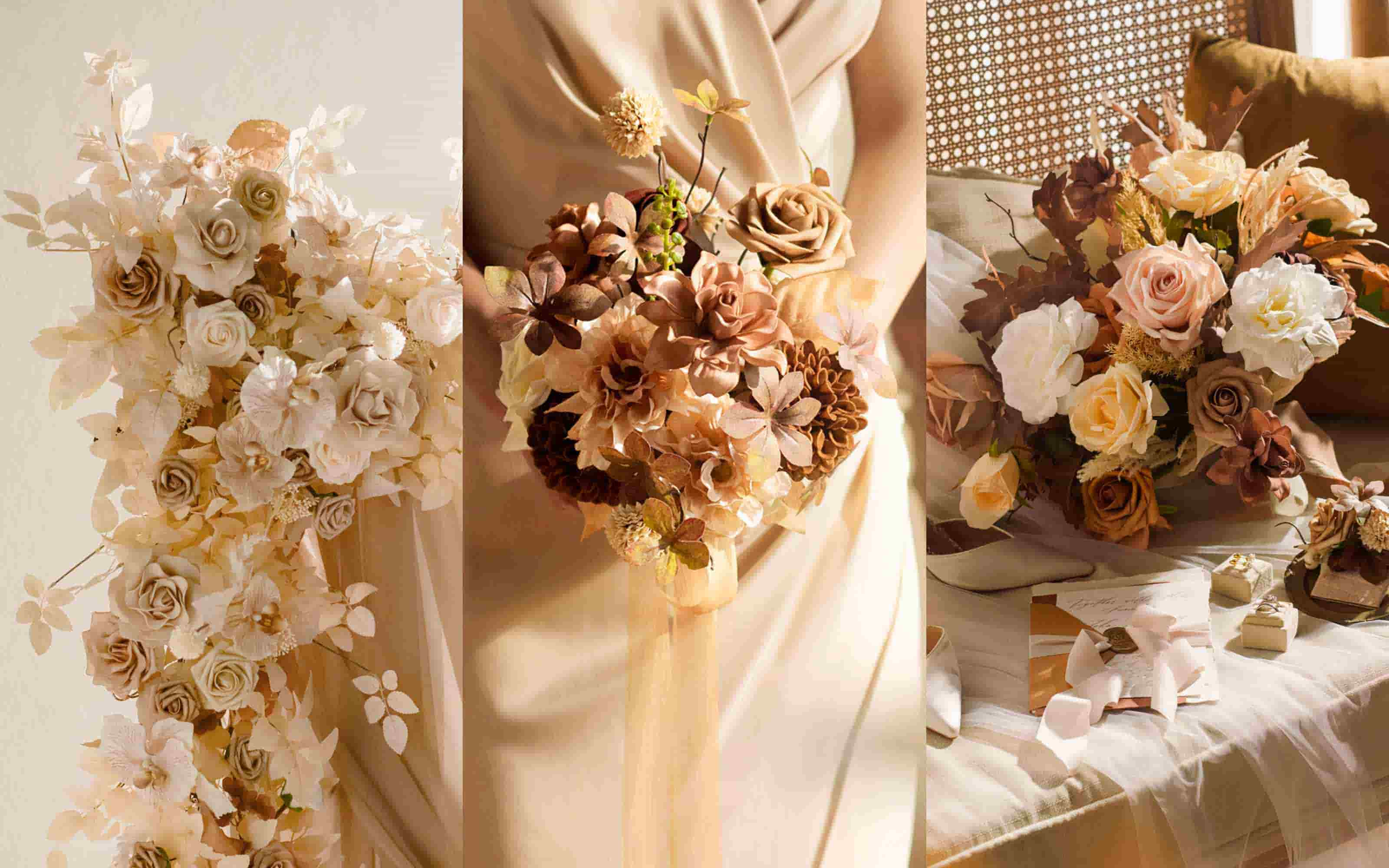 Bridesmaid Bouquet in Organic Sand Beige Elegance