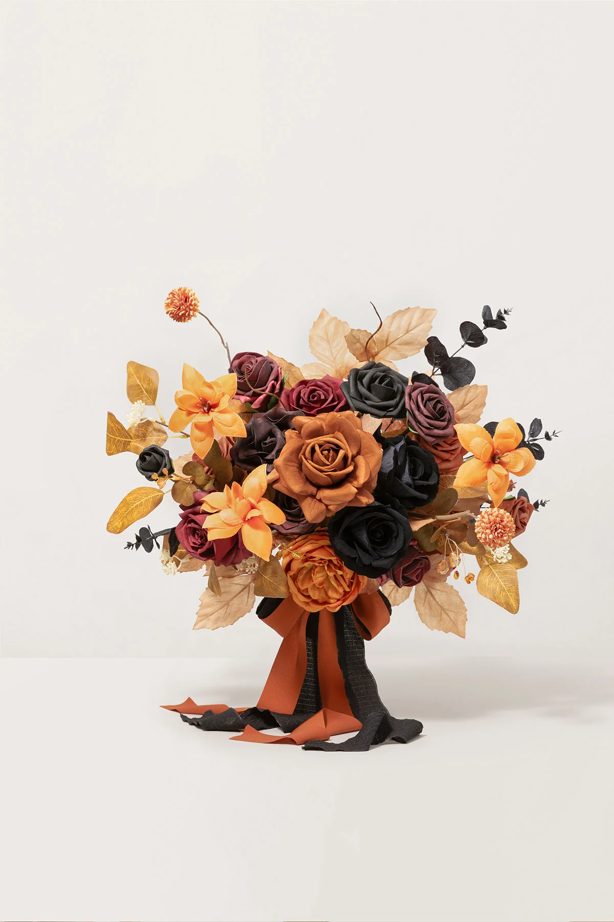 Bridal Bouquet in Black & Pumpkin Orange