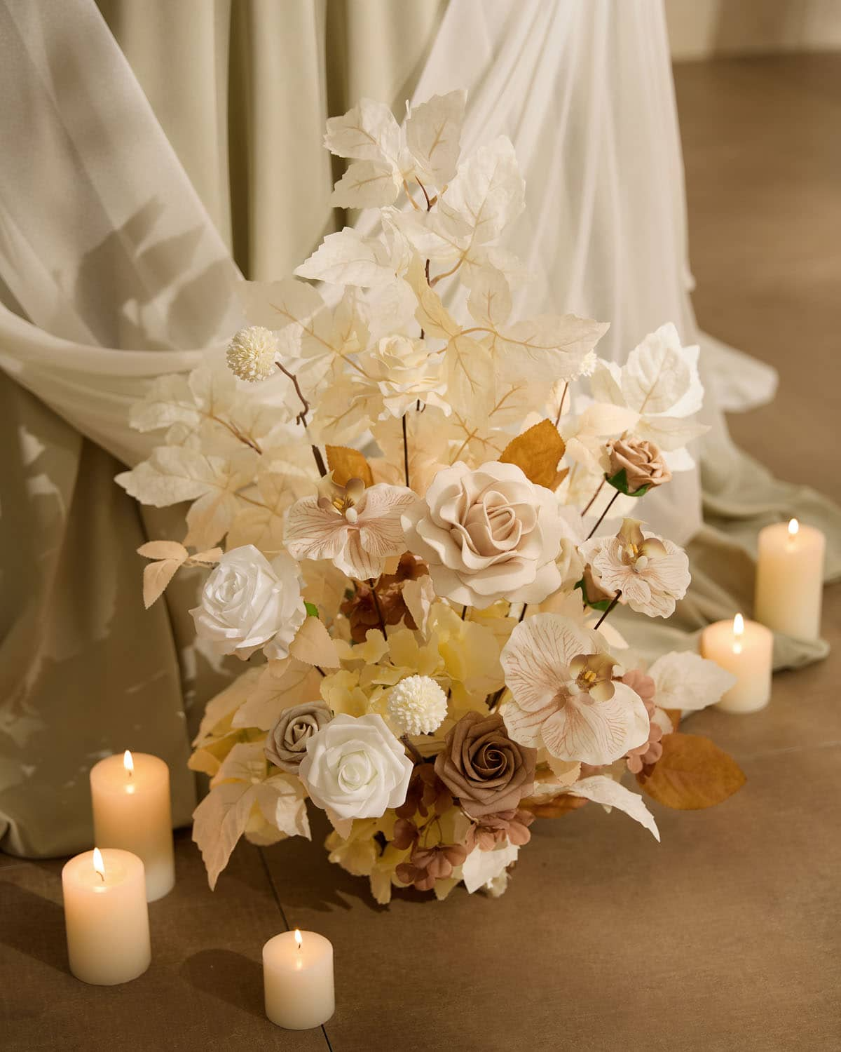 Altar Decor Free-Standing Flowers in Tawny Beige & Sand Beige