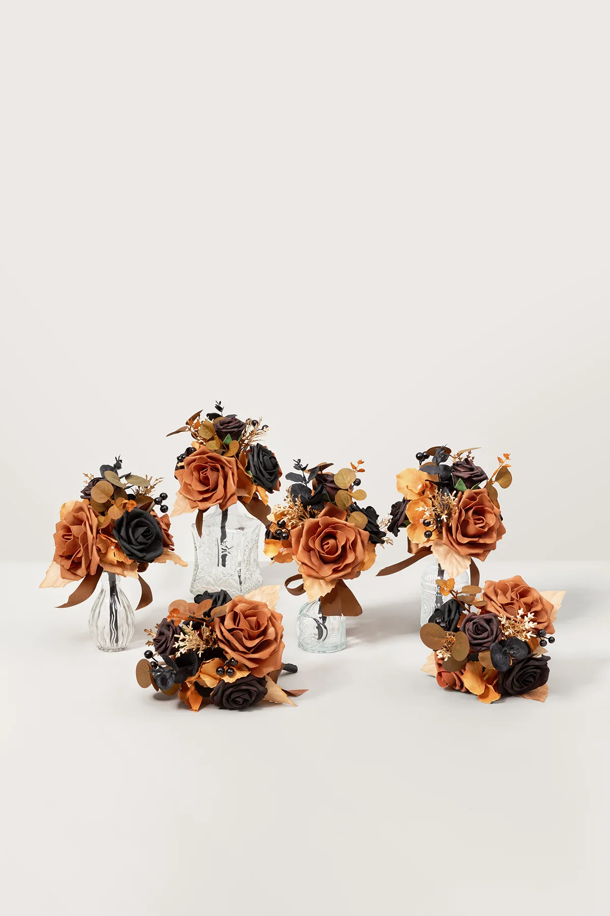 Flower Centerpiece Set in Black & Pumpkin Orange