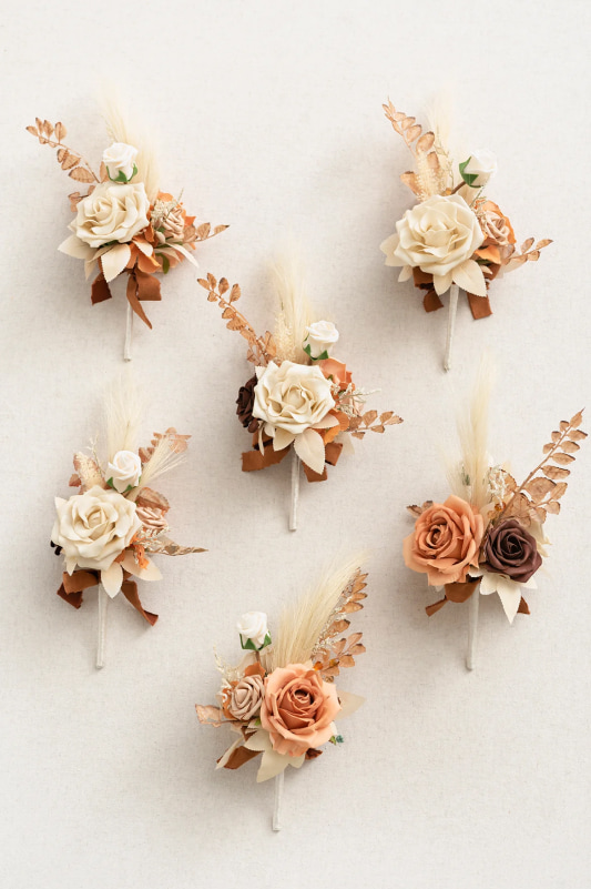 Boutonnieres in Rust & Sepia