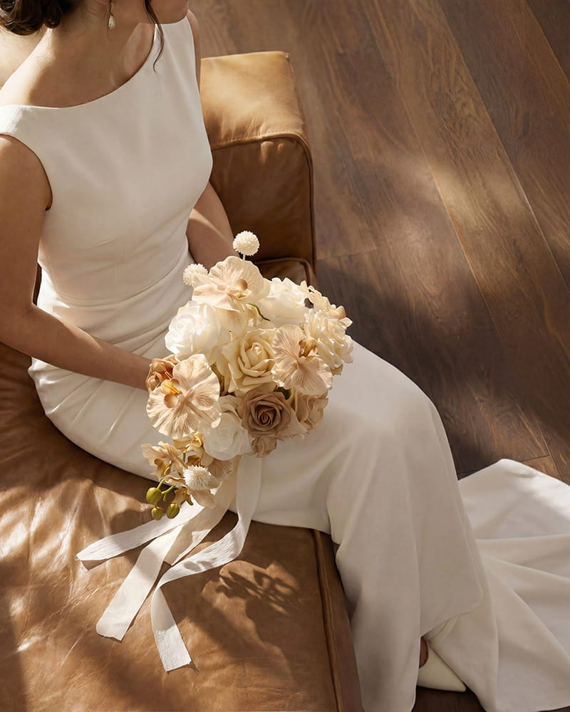 Tawny Beige & Sand Beige Bridal Bouquet