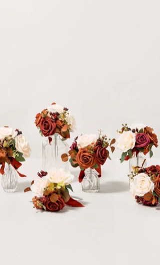 Mini Ready-to-Use Flower Centerpiece Set in Sunset Terracotta