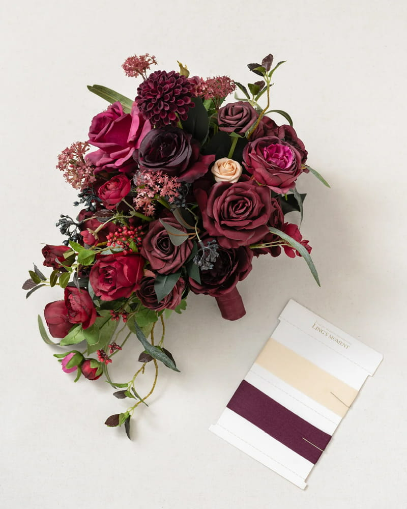 Bordeaux Red & Wine Bridal Bouquet