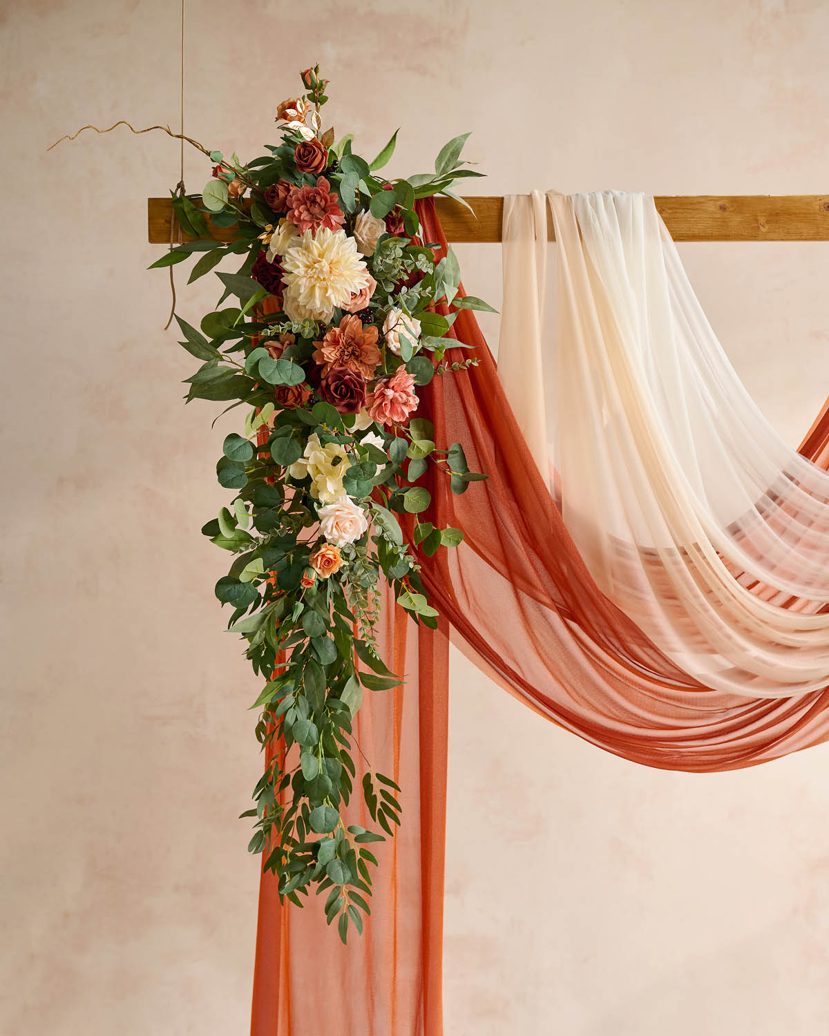 Arch Decor with Drapes in Sunset Terracotta