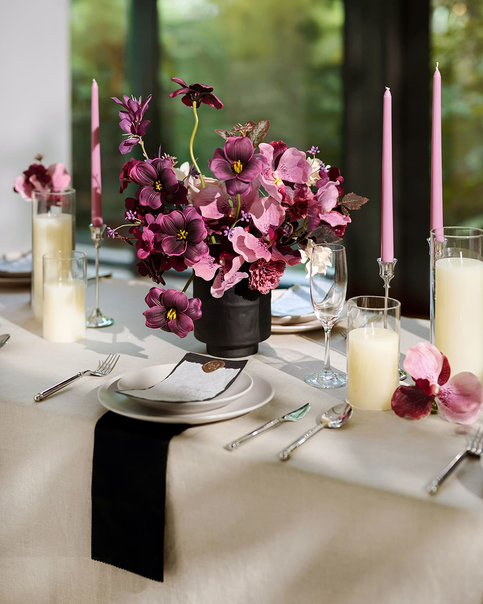 Flower Boxes in Plum Velvet Wedding
