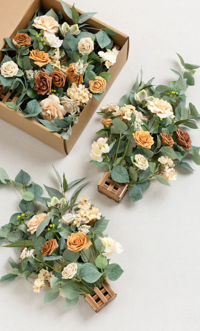 Altar Decor Free-Standing Flowers in Sunset Terracotta