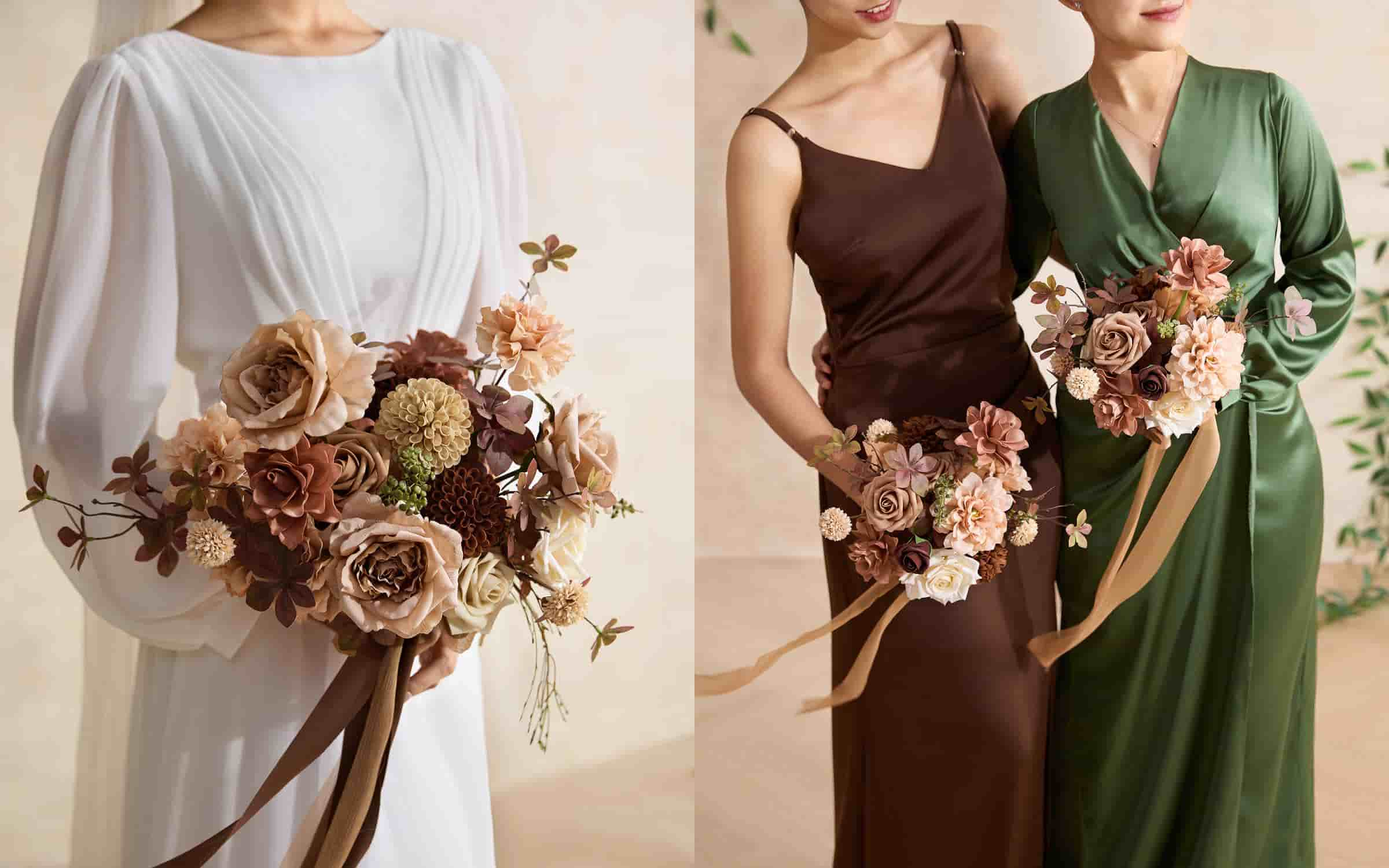 Bridesmaid Bouquet in Organic Sand Beige Elegance