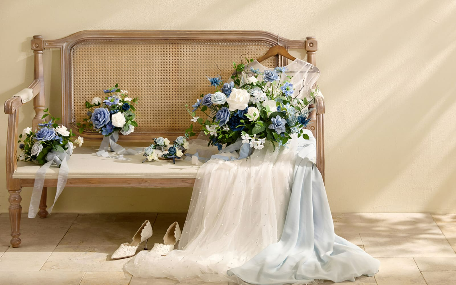 Pre-Arranged Wedding Flower Packages in Timeless French Blue & White