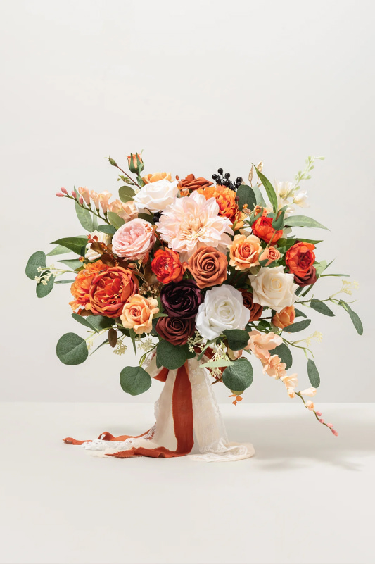 Medium Free-Form Bridal Bouquet in Sunset Terracotta