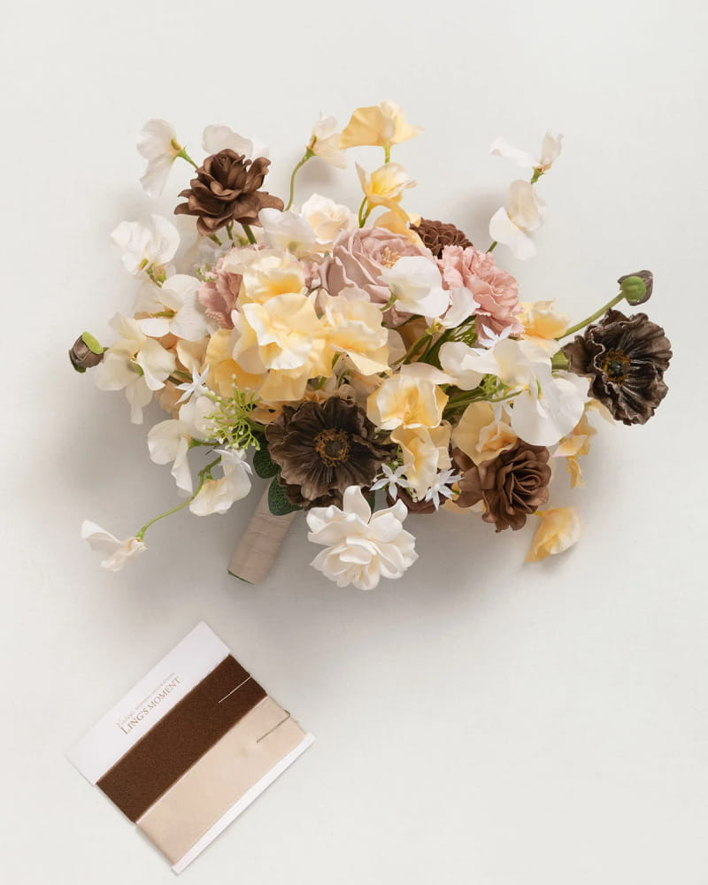 Earth Brown & Butter Yellow Bridal Bouquet