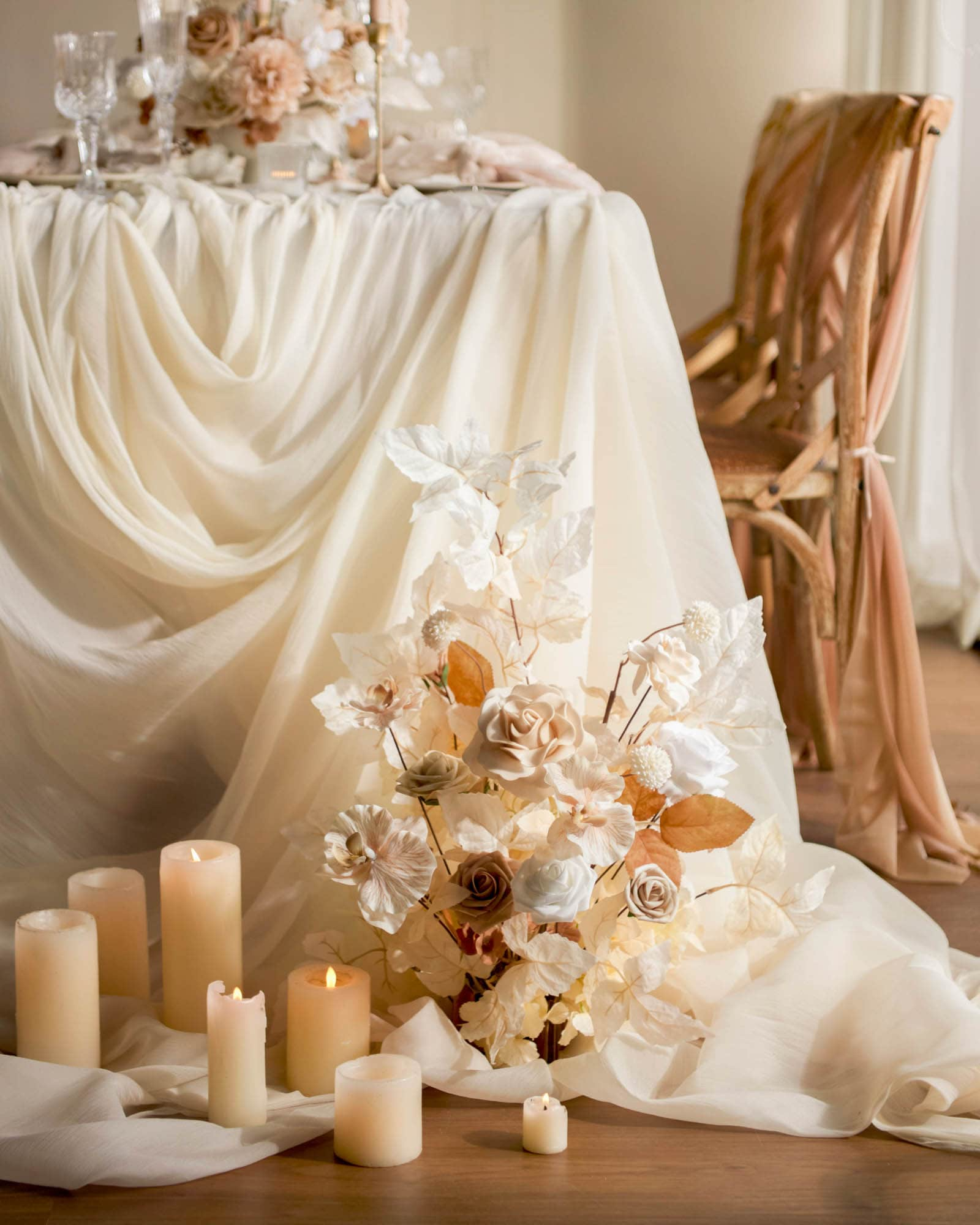 Altar Decor Free-Standing Flowers in Tawny Beige & Sand Beige