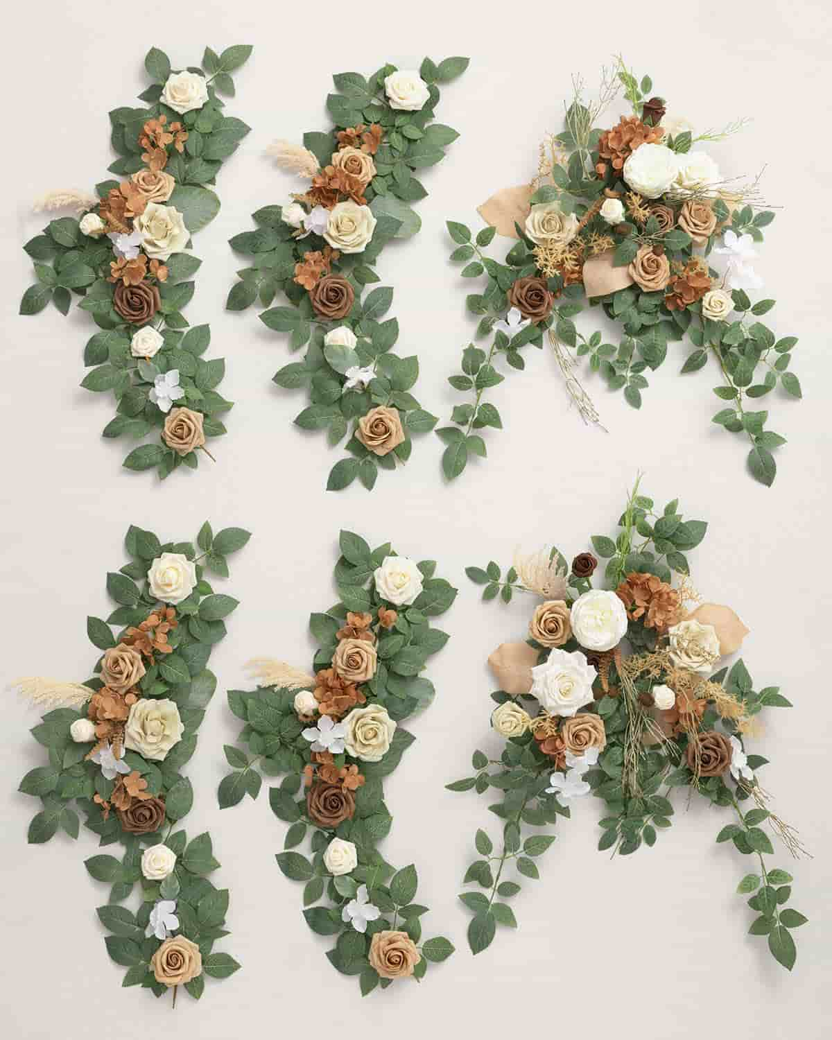 9ft Head Table Flower Garland in Earth Brown & Beige