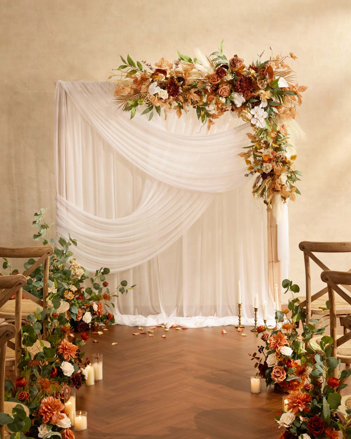 White Sheer Wedding Arch Draping