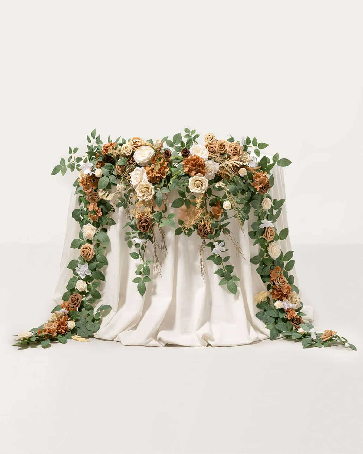 9ft Head Table Flower Garland in Earth Brown & Beige