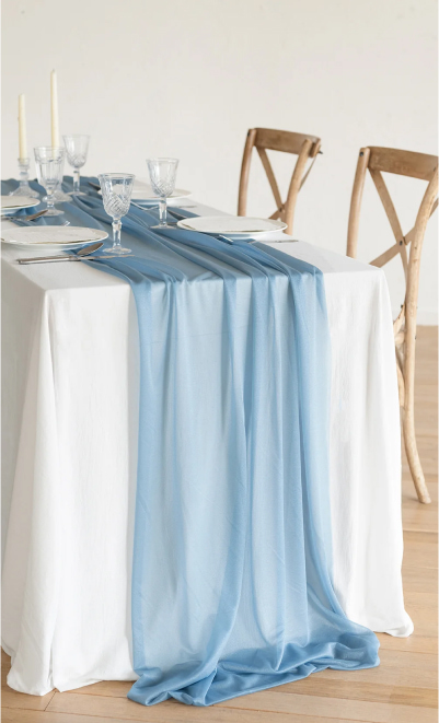 Romantic Sheer Table Runner 29" w x 10ft/14ft