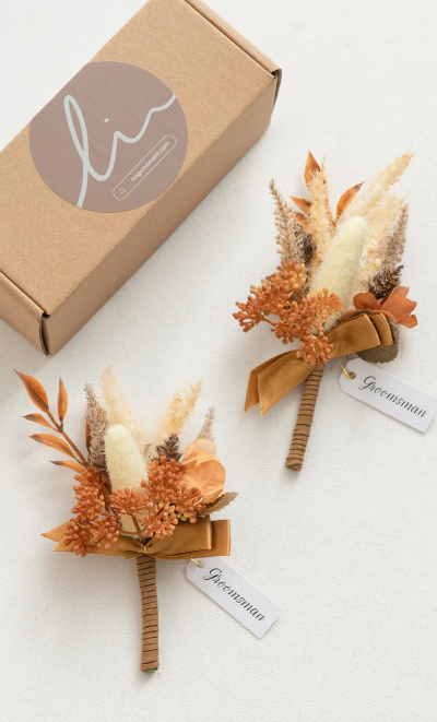 Boutonnieres in Rust & Sepia