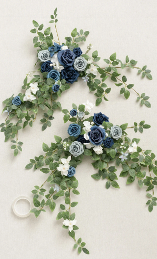 Sweetheart Table Floral Swags in Dusty Blue & Navy