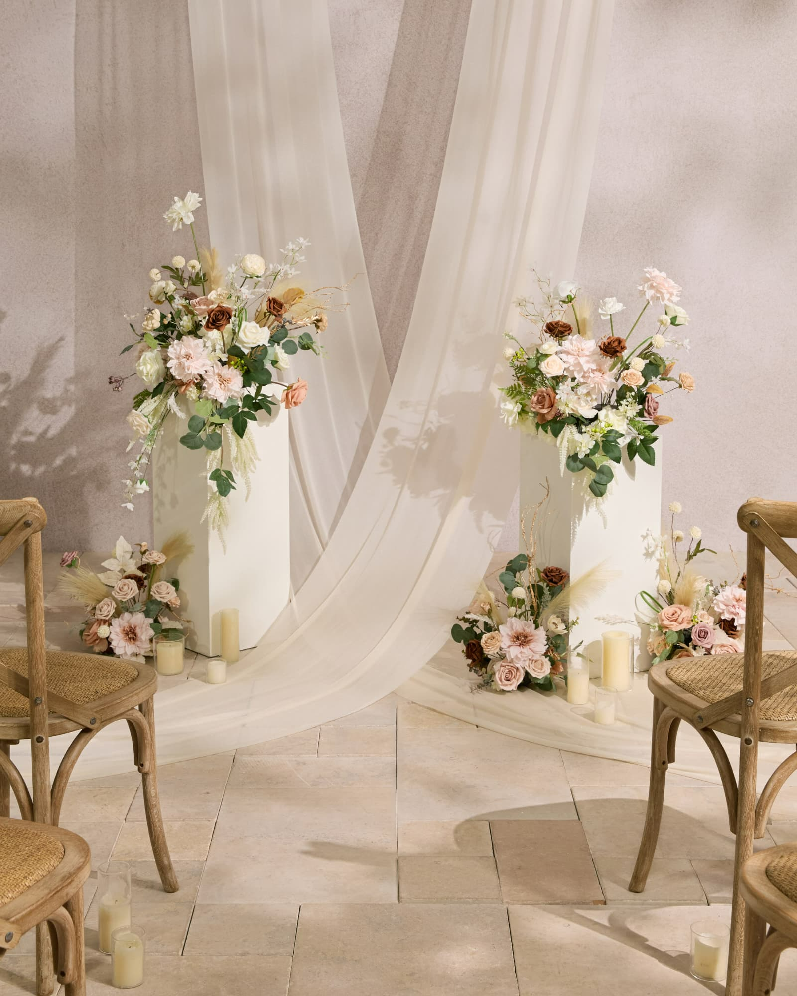 Backdrop Curtains Set in Pearlite White