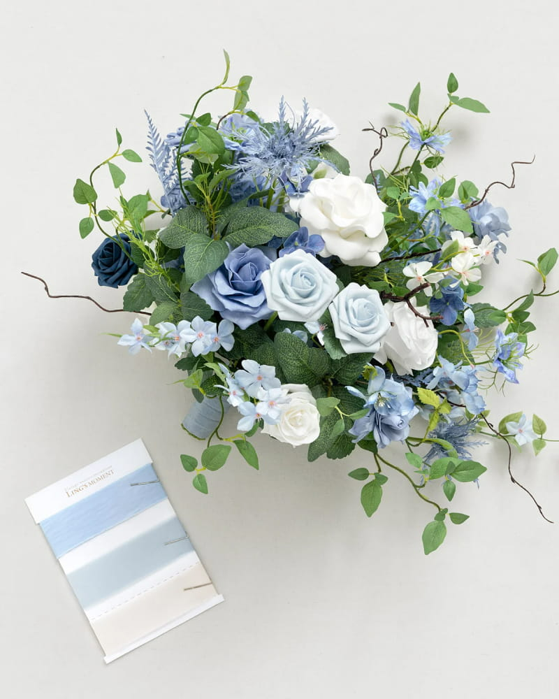 Dusty Blue & Ivory Bridal Bouquet