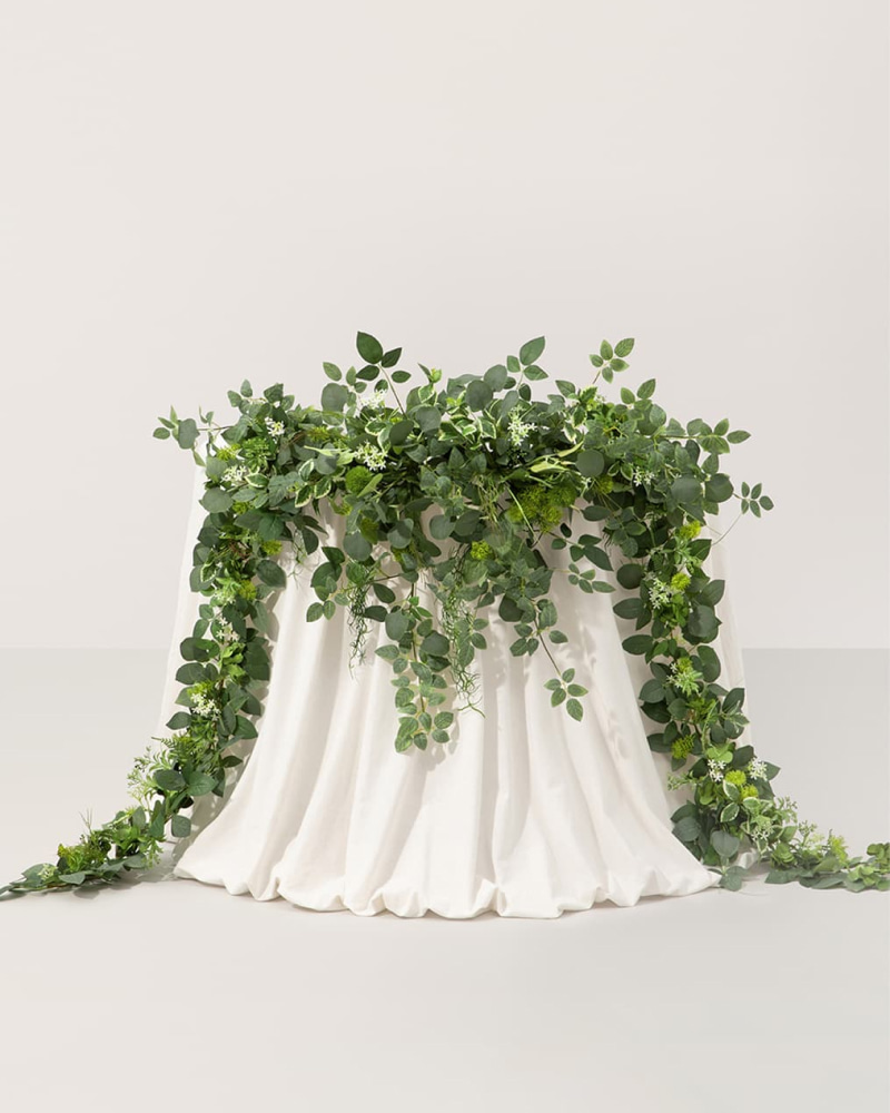 9ft Flower Garland in Sage & Green