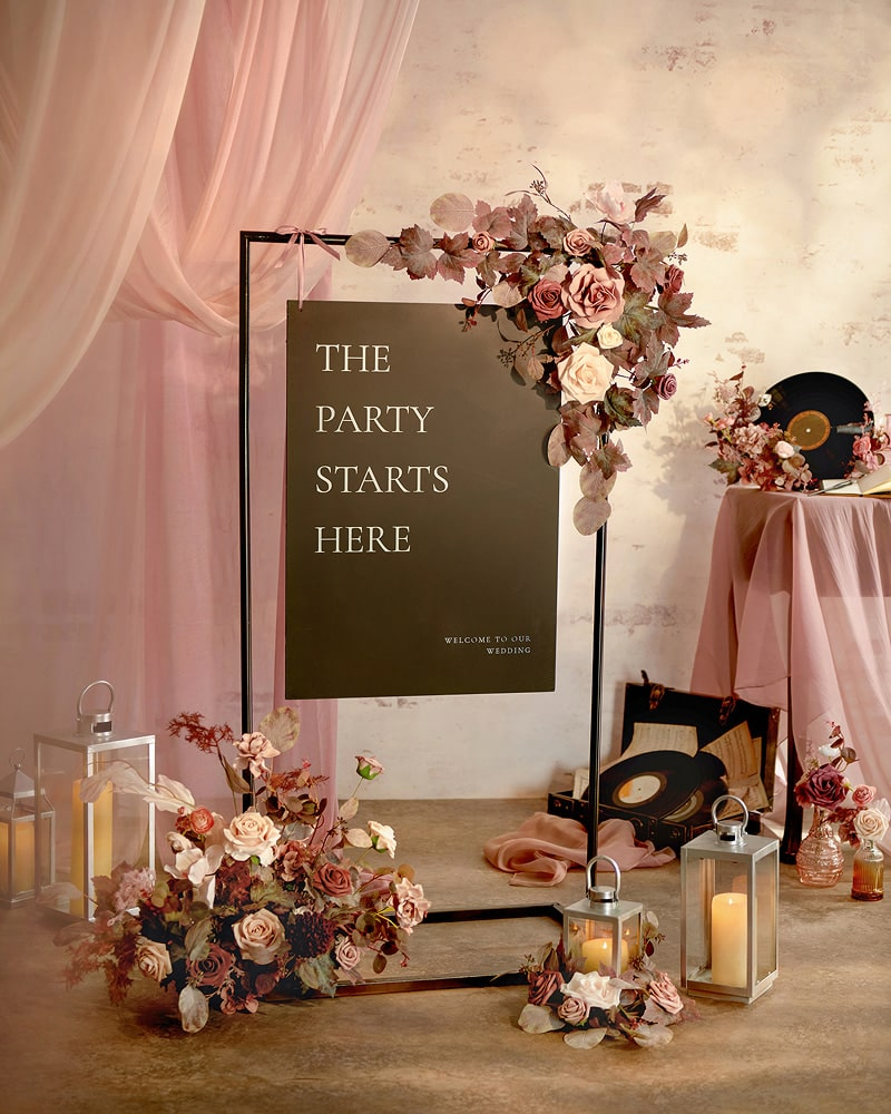 Sweetheart Table Floral Swags in Flowing Mauve Romance