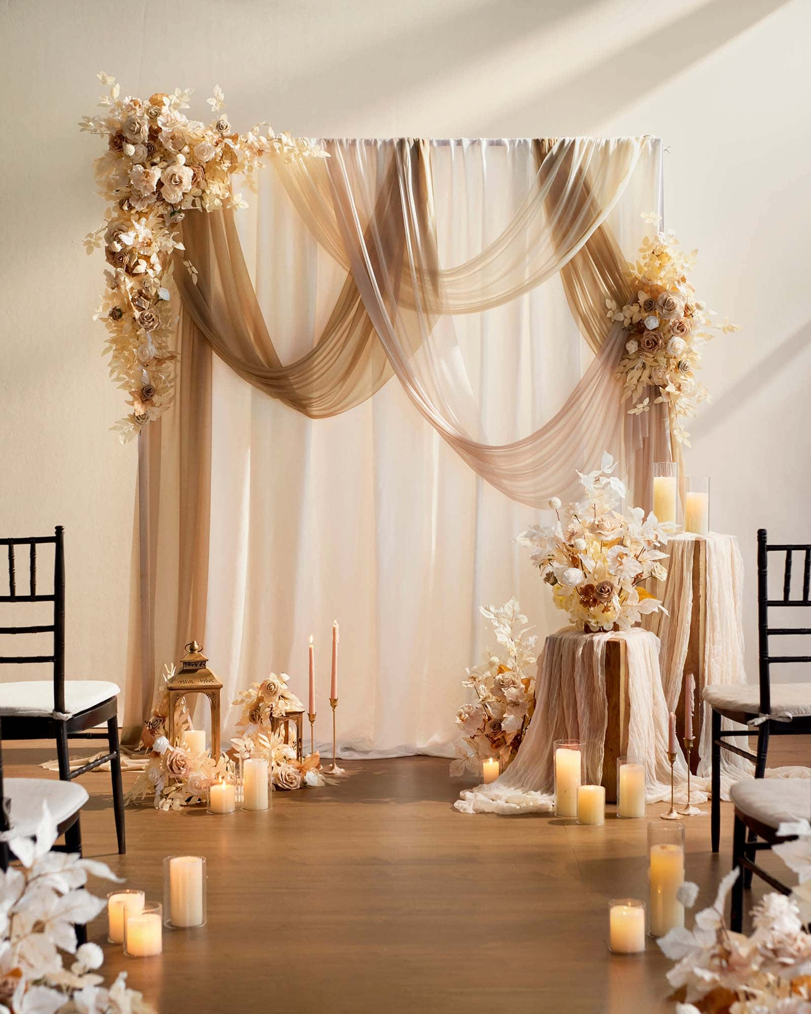 Altar Decor Free-Standing Flowers in Tawny Beige & Sand Beige