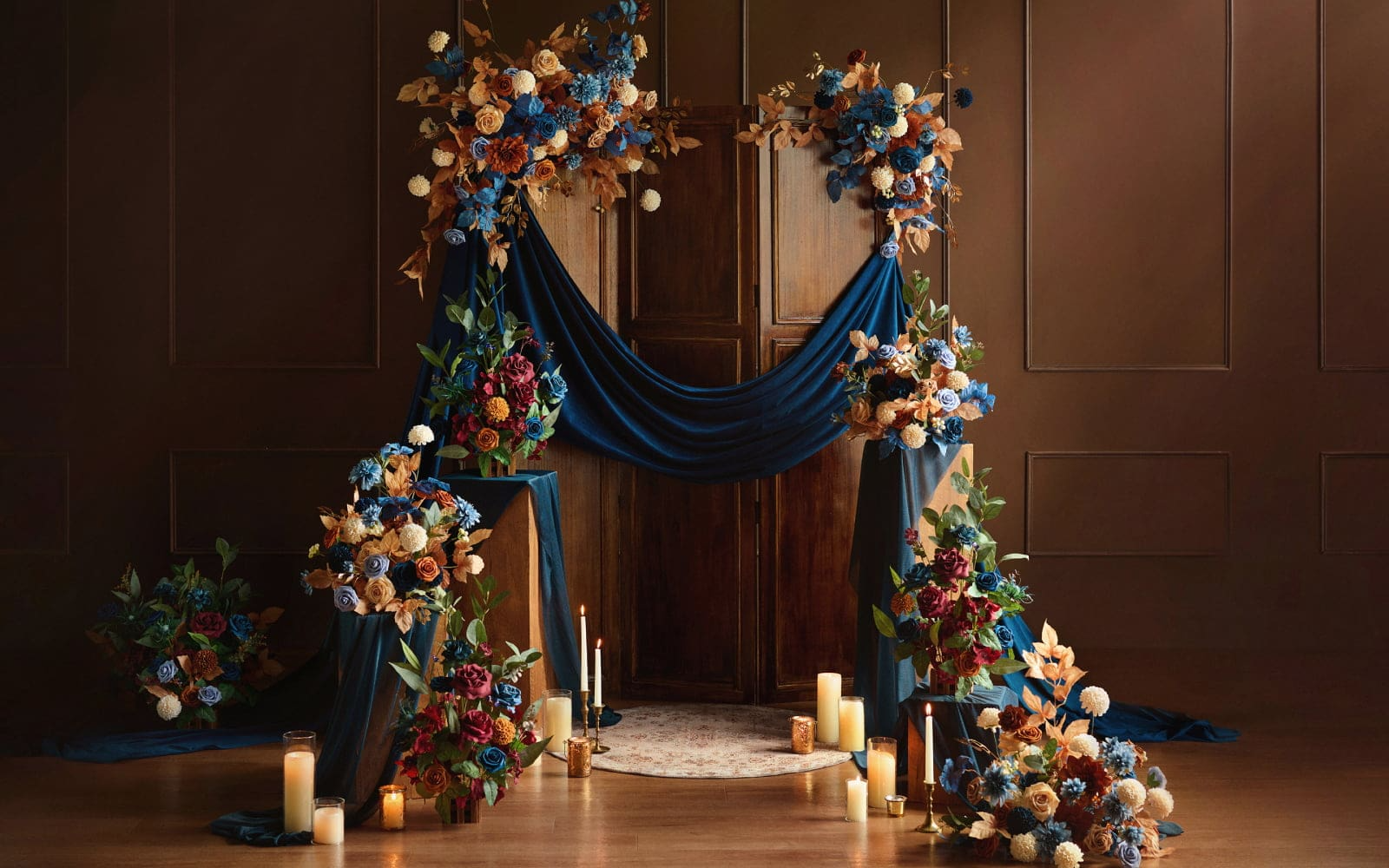 DIY Designer Flower Boxes in Russet Orange & Denim Blue