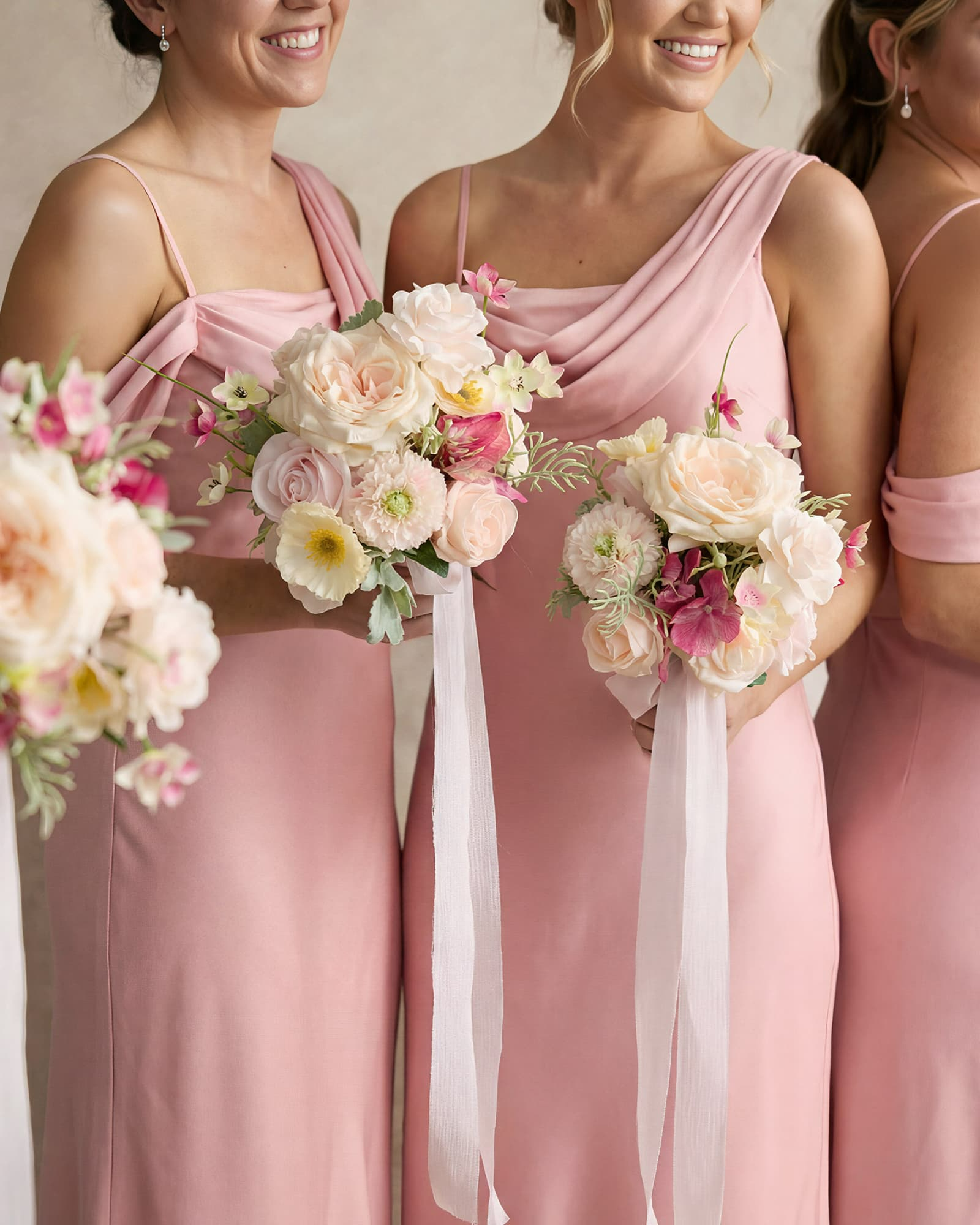 Bridesmaid Bouquet in Pink & Cream (Set of 4)