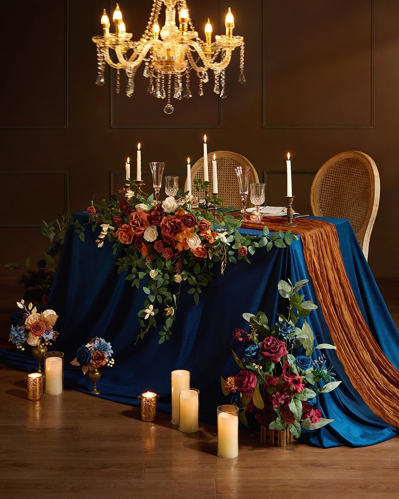 Wedding Aisle Runner Flower Arrangements in Burgundy & Navy | Clearance
