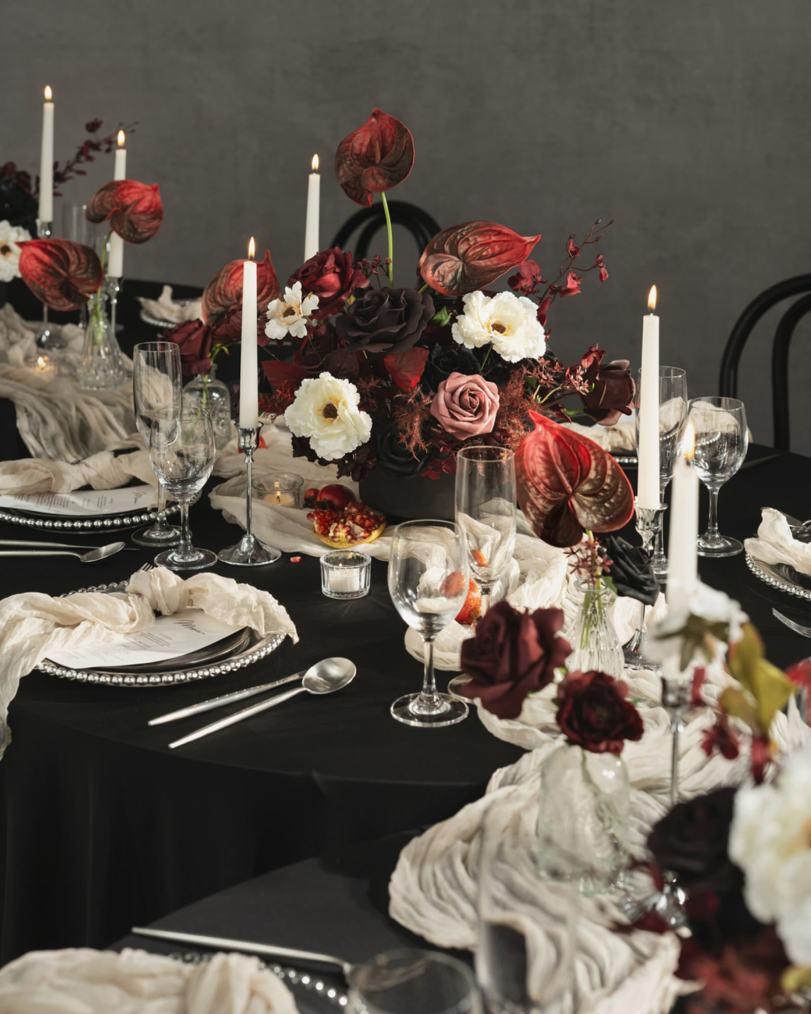 Flower Boxes in Moody Burgundy & Black