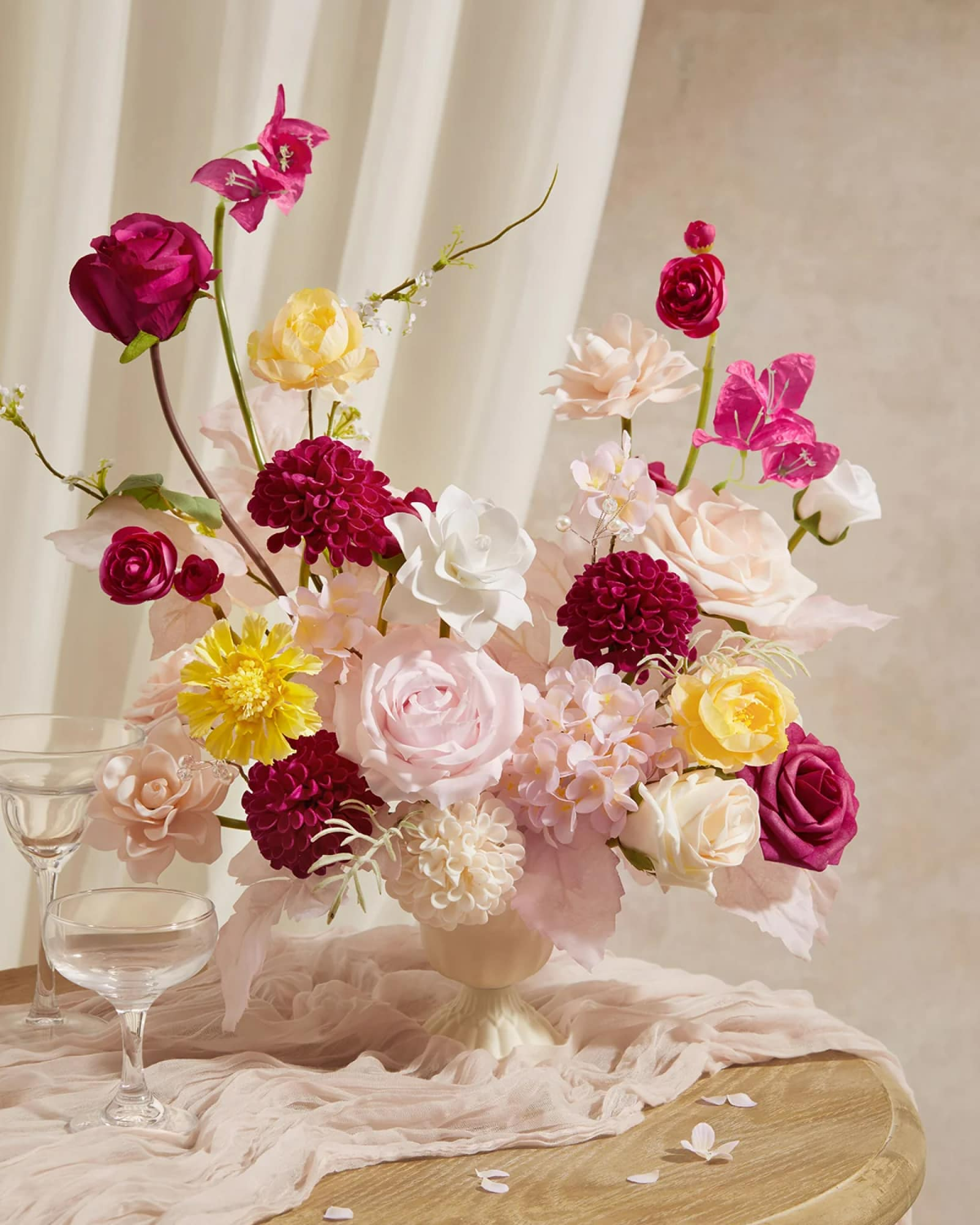 Centerpieces in Blush & Magenta