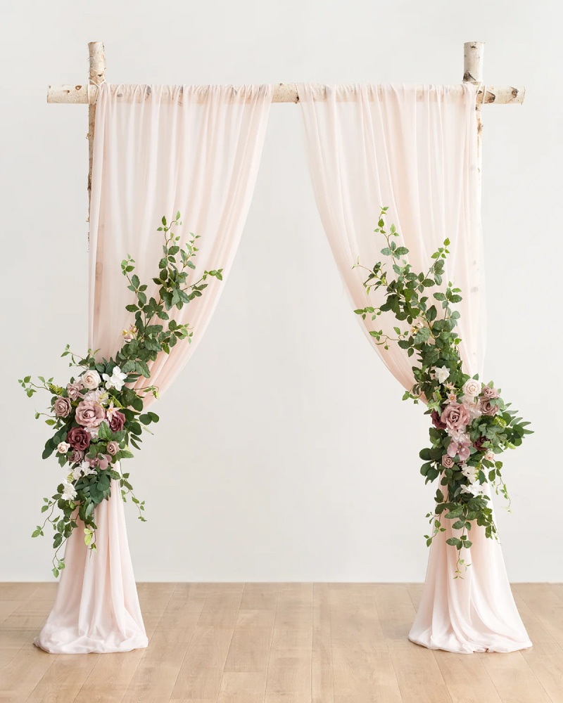 Flower Arch Decor with Drapes in Dusty Rose & Mauve | Clearance