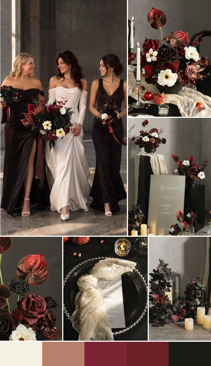 Moody Burgundy & Black Wedding