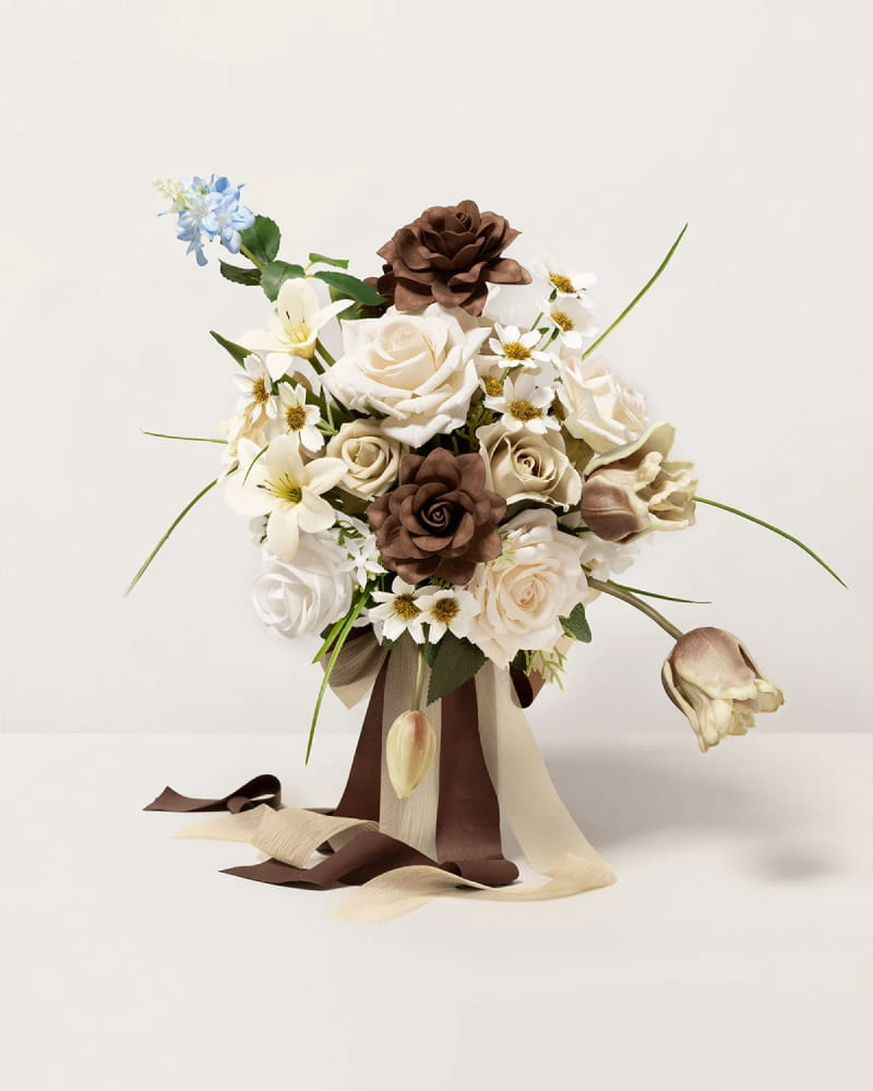 Earth Brown & Tawny Beige Bridal Bouquet