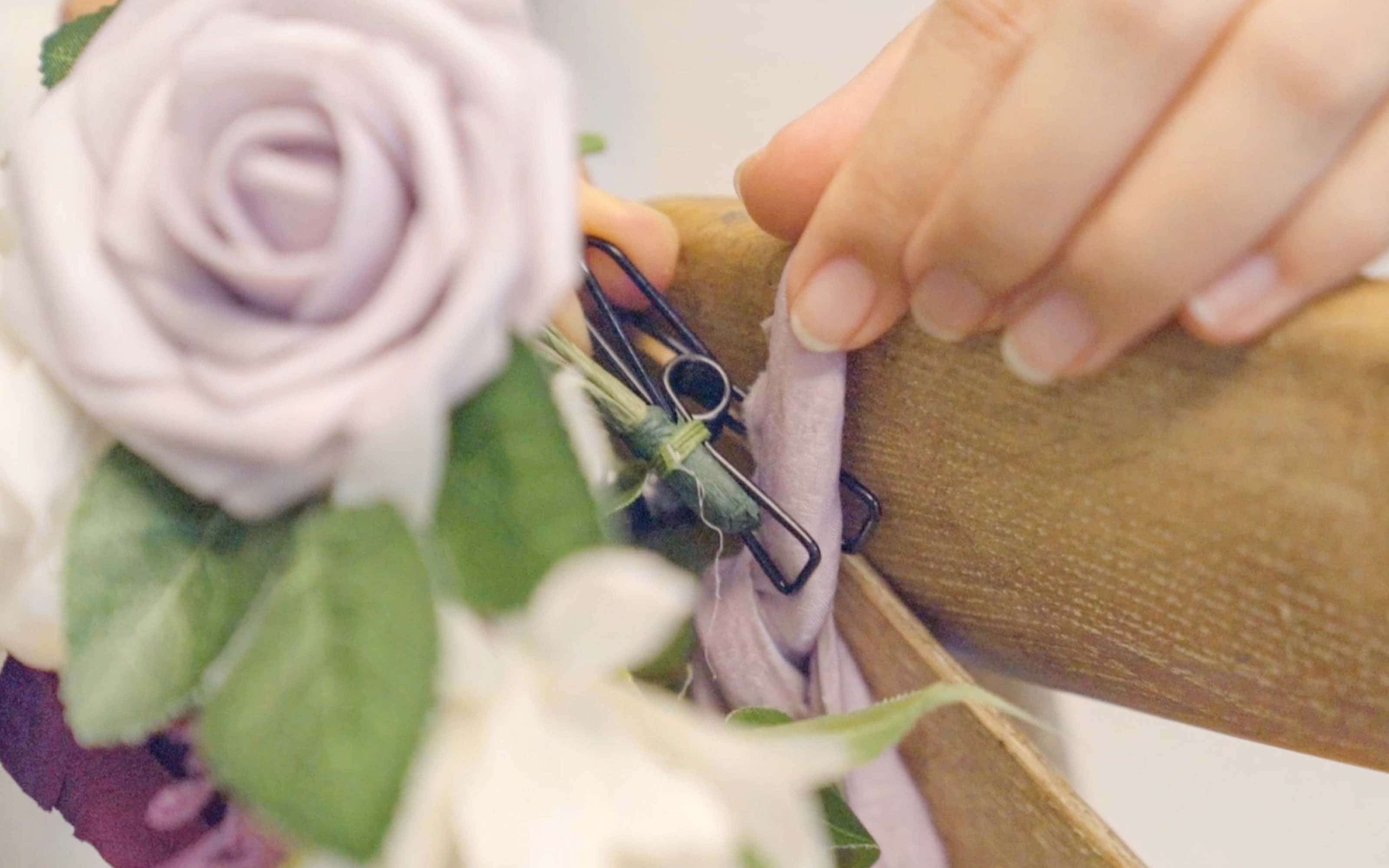 Wedding Aisle Decoration Pew Flowers in Lilac & Gold